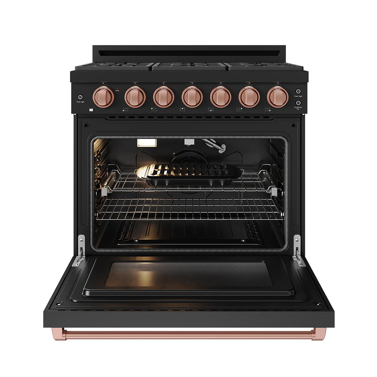 36 in. Wide 6 Burner Gordon Ramsay Series by Thor Kitchen 6.0 Cu. Ft Freestanding Gas Range with Rose Gold Hardware - Black