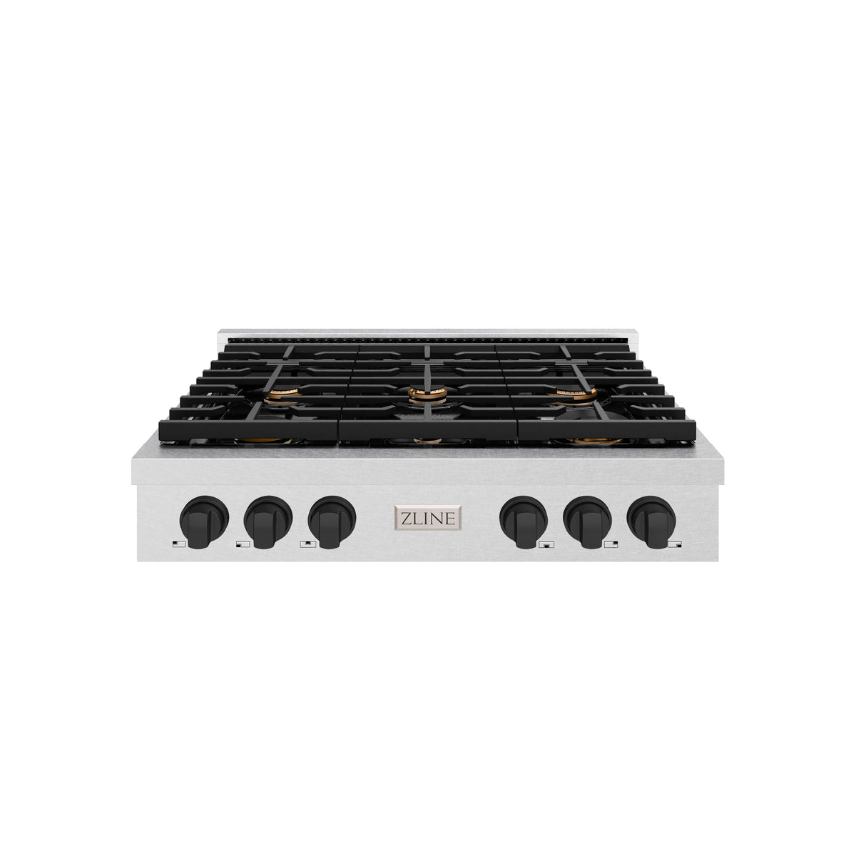 ZLINE - 36 in. Wide 6 Burner AutographParamount Gas Rangetop with Black Accents (SRTSZ-36-MB) - Stainless Steel