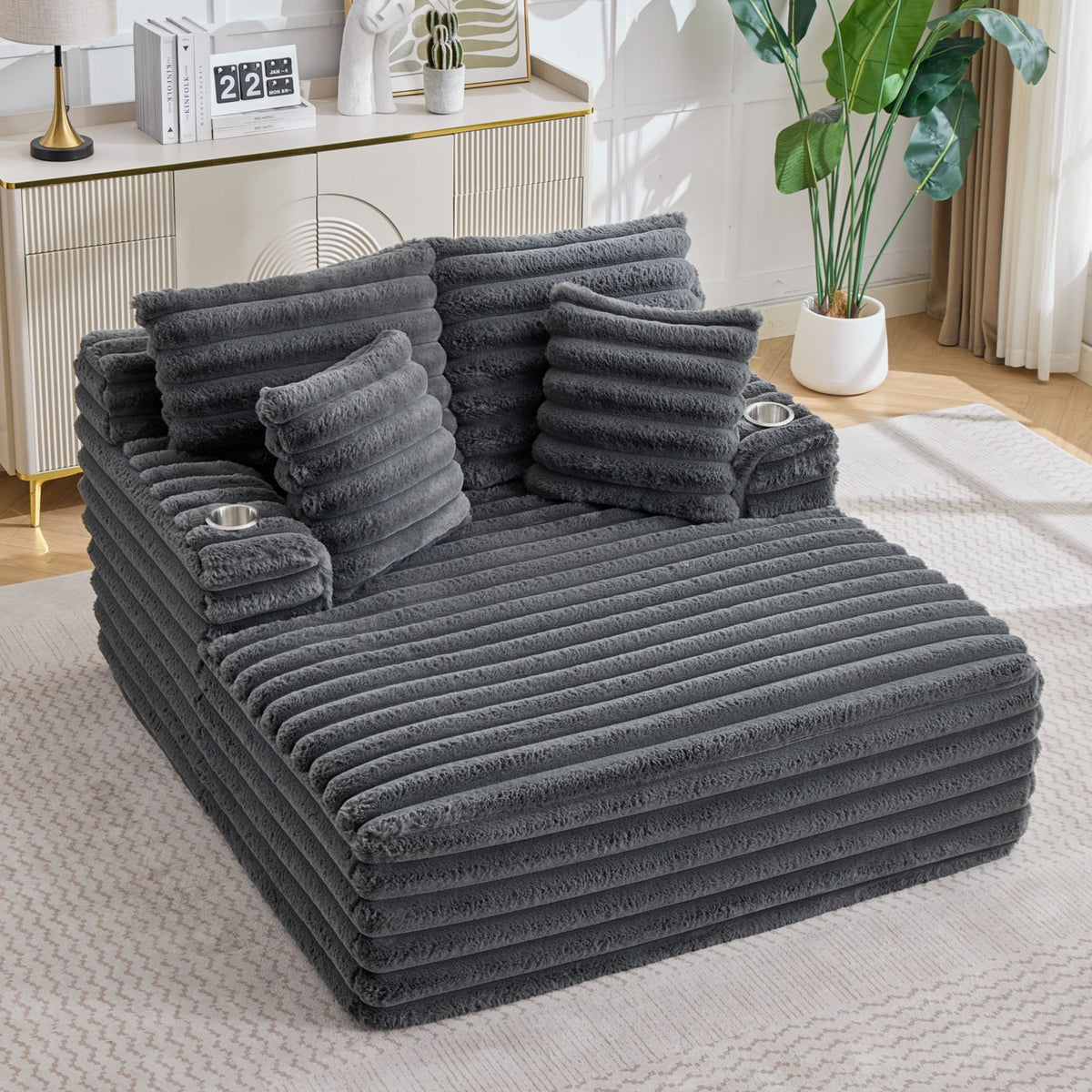 Sillón chaise longue extragrande para interiores con cojines para sala de estar