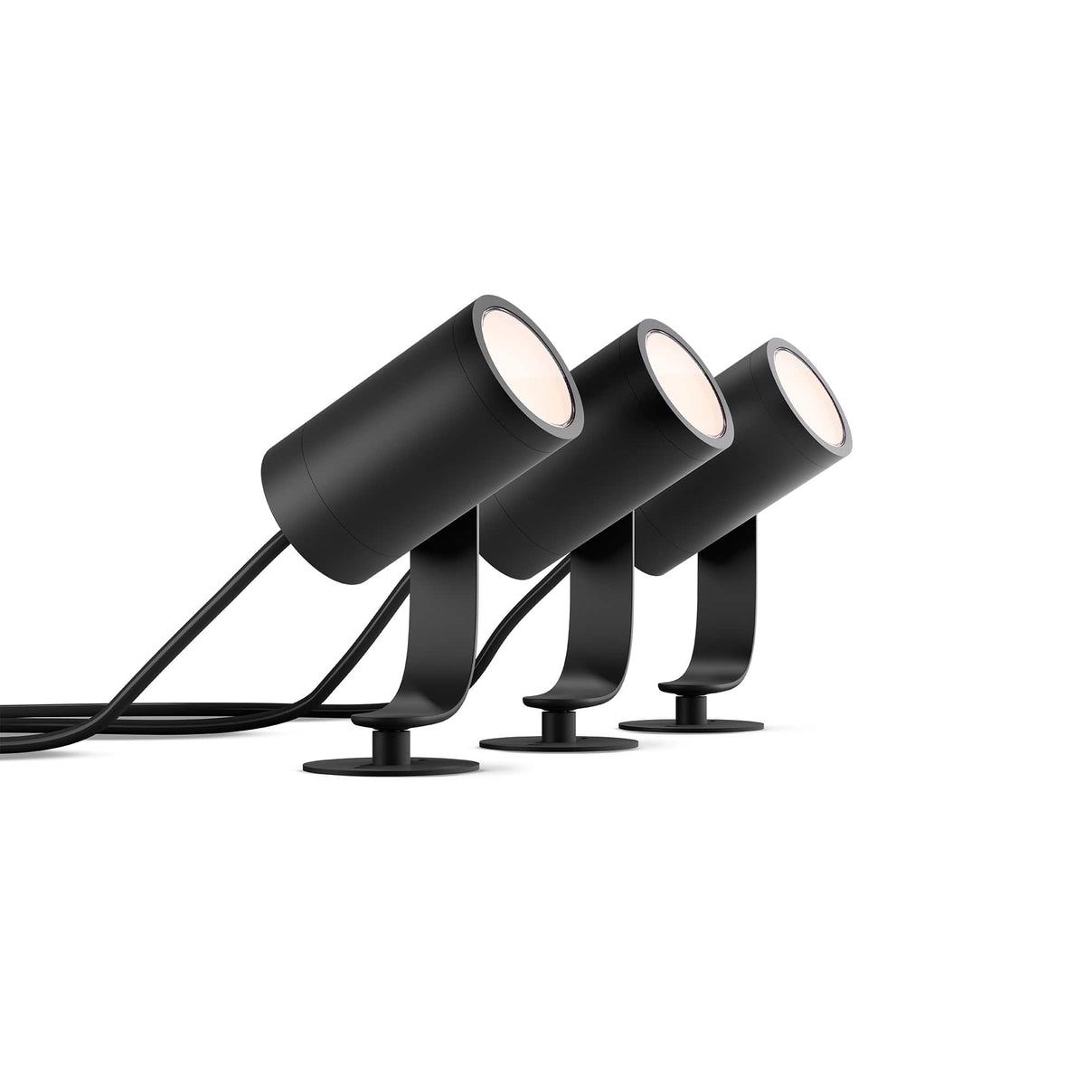 Philips - Hue Lily Outdoor Spotlight Basekit (3-pack) - White and Color Ambiance