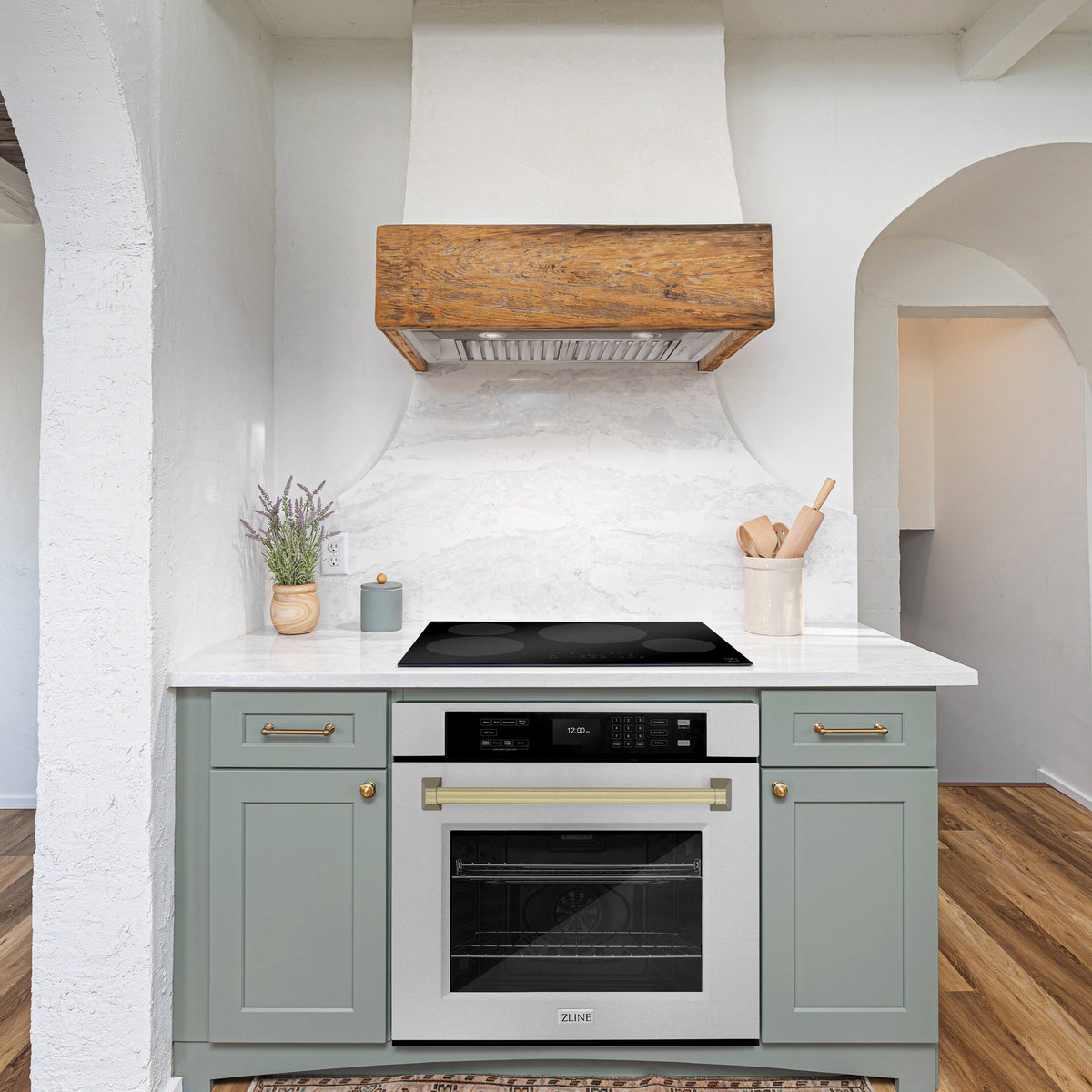 ZLINE - 30 in. Autograph Wall Oven w/ Air Fry w/ Bronze Handle - Satin Stainless Steel