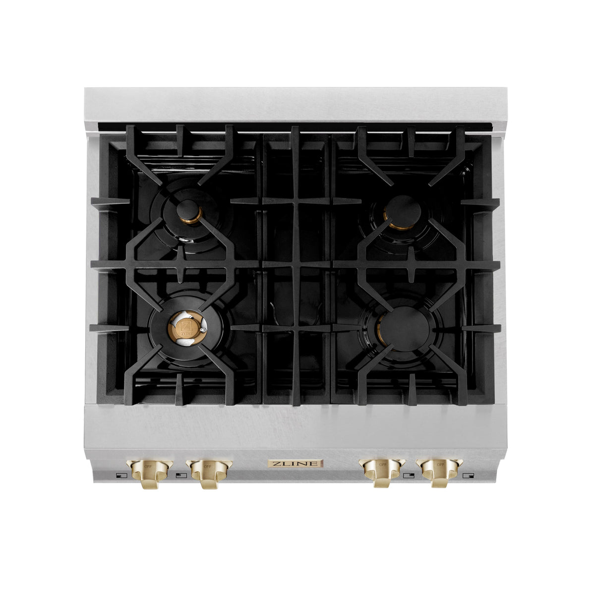 ZLINE - Autograph 30 in. Legacy Gas Rangetop with 4 Burners in Satin Steel with Gold Accents - Satin Stainless Steel
