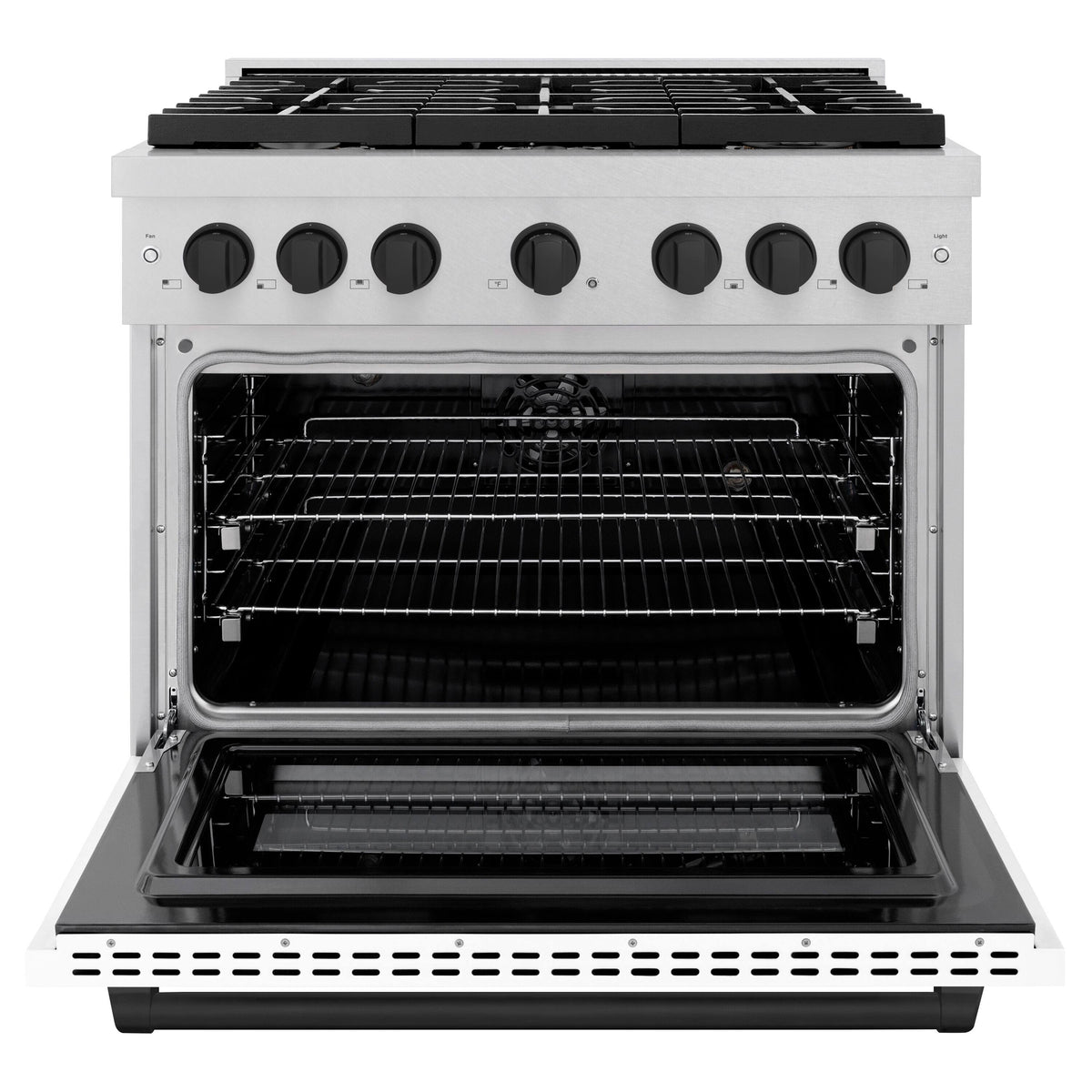 ZLINE - 36 in. Wide 6 Burner Autograph Paramount Dual Fuel Range with White and Black Accents (SDRSZ-WM-36-MB) - White
