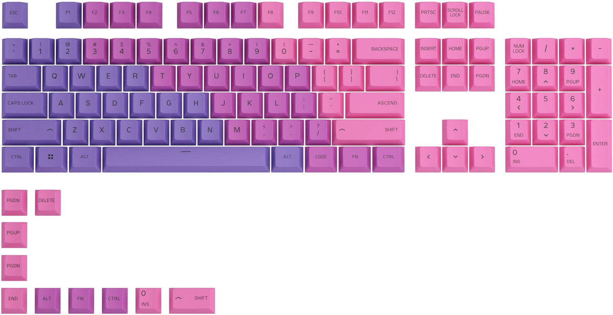 Glorious - GPBT Gradient Universal Keycap Set Compatible with Most 100% 85% 80% TKL 60% Compact 75% Mechanical Keyboards - Nebula