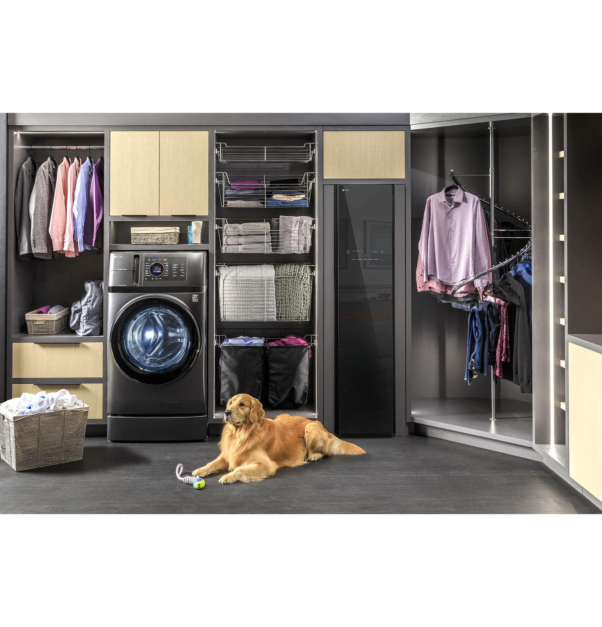 GE Profile - Steam Closet with Fabric Refresh - Mirrored Carbon