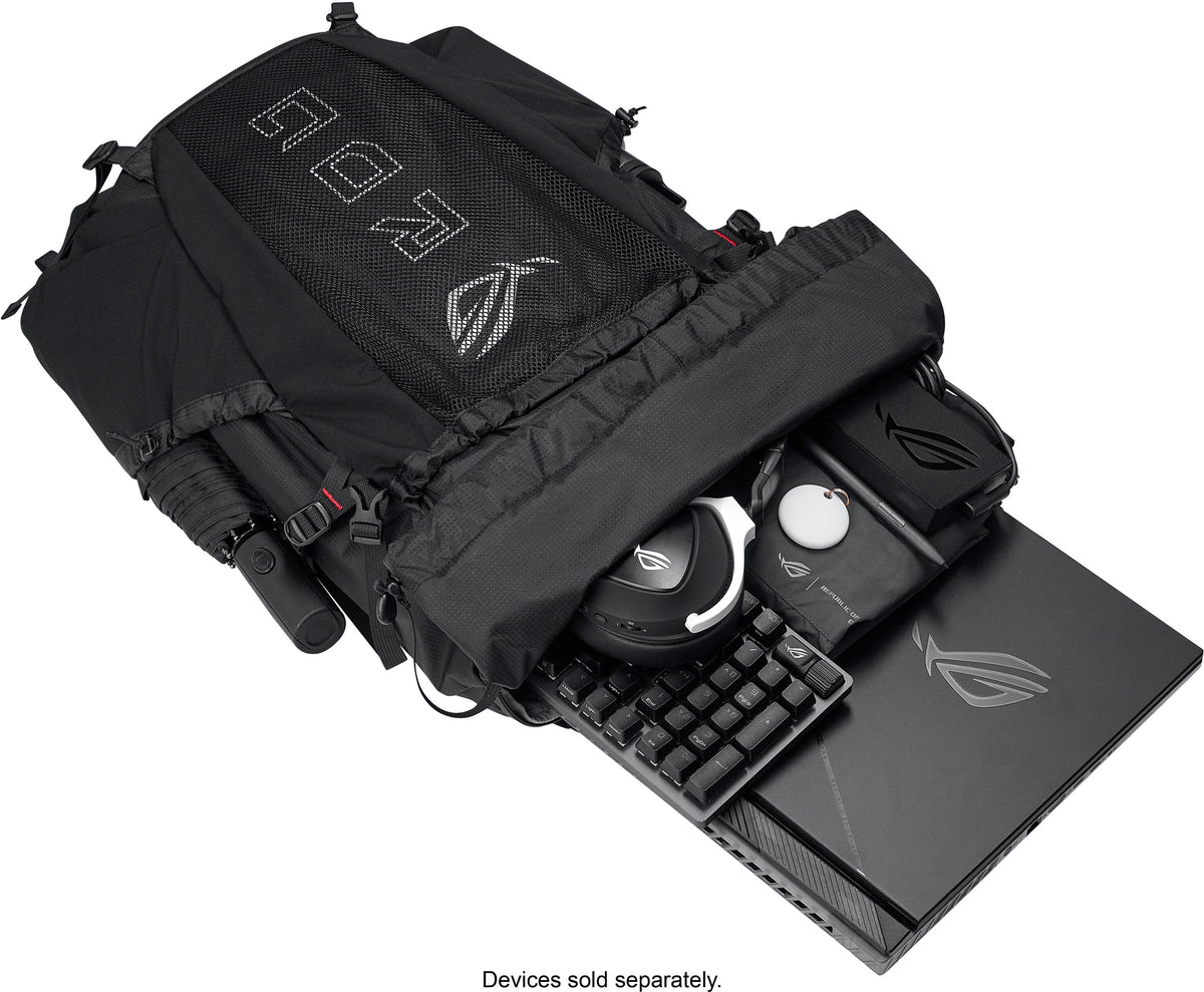 ASUS - ROG Archer ErgoAir 40L Lightweight Modular Gaming Backpack with 18" Laptop Compartment and Waterproof Rain Cover - Black