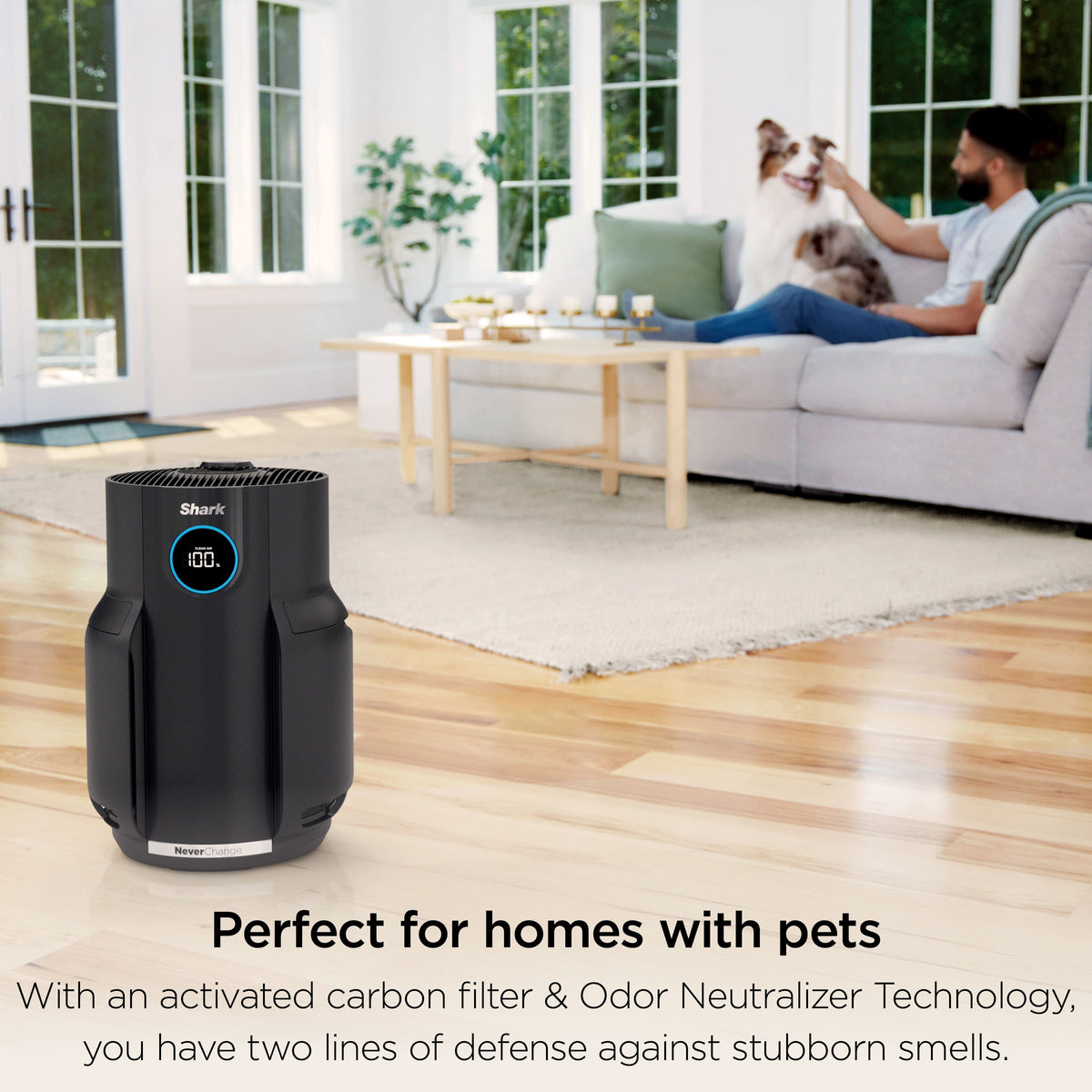 Shark - NeverChange Air Purifier, 5-Year HEPA Filter Life, 650-sq Ft - Black