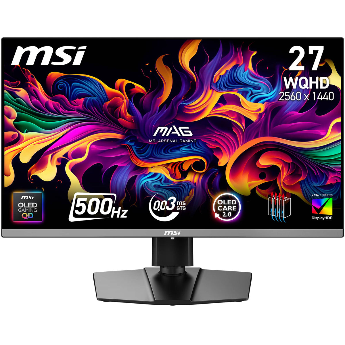 MSI - MAG 272QP QD-OLED X50 27" Quantum Dot OLED QHD 500Hz 0.03ms FreeSync Premium Pro Gaming Monitor (DisplayPort, HDMI, USB) - Black