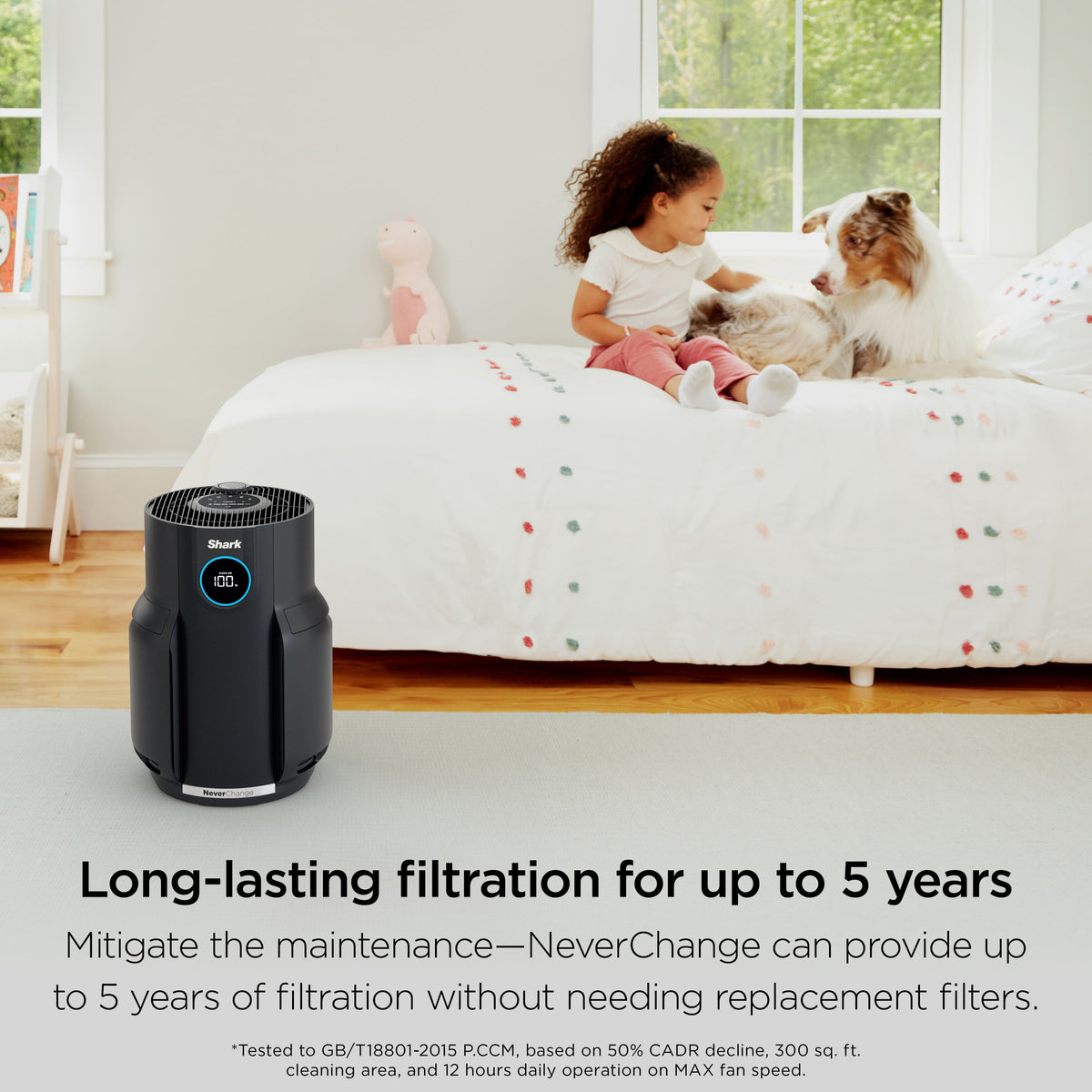 Shark - NeverChange Air Purifier, 5-Year HEPA Filter Life, 650-sq Ft - Black