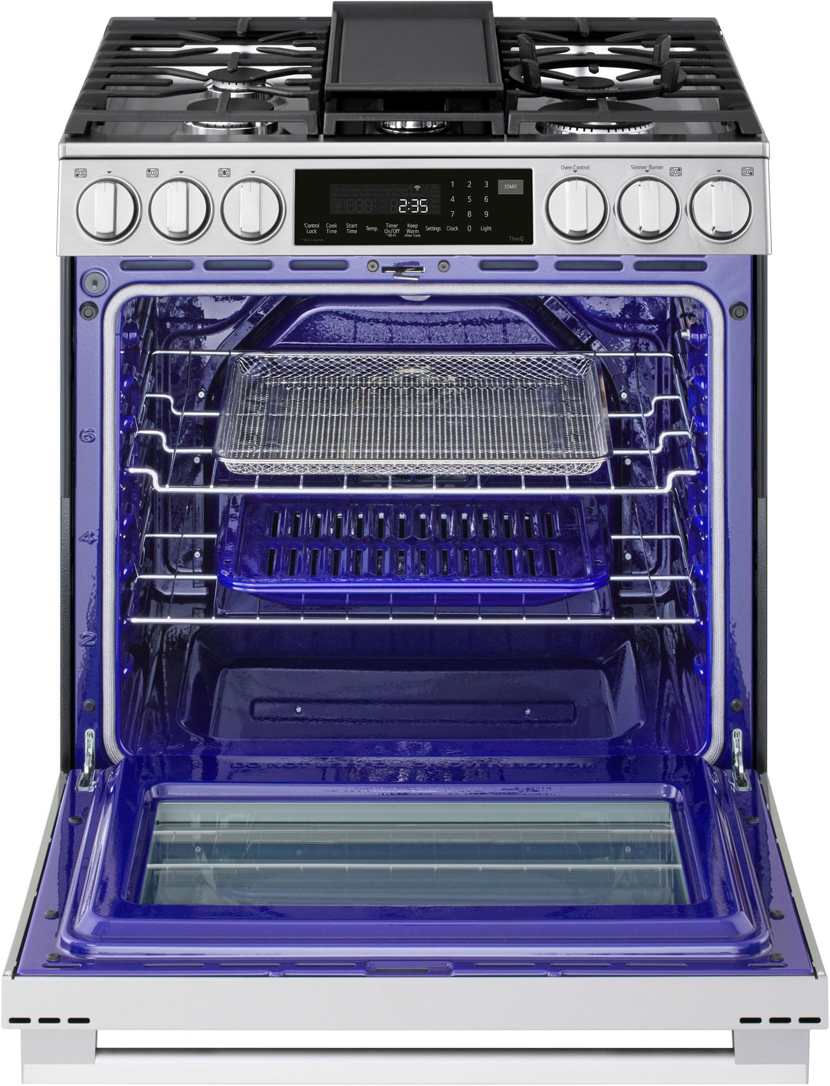 LG - 30-in Wide 6.3 Cu. Ft. Slide-In Gas True Convect Smart Range with 5 Burners, EasyClean, Air Fry and UltraHeat 22K Burner - Stainless Steel