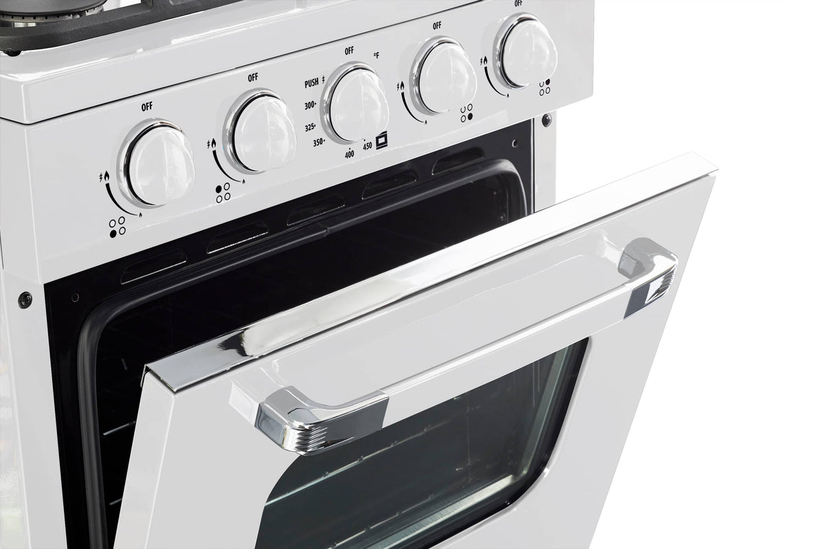 Unique Appliances - 24 in. Wide 4 burner Classic Retro 2.9 Cu. Ft. Propane Range w/ Battery Ignition - Marshmallow White