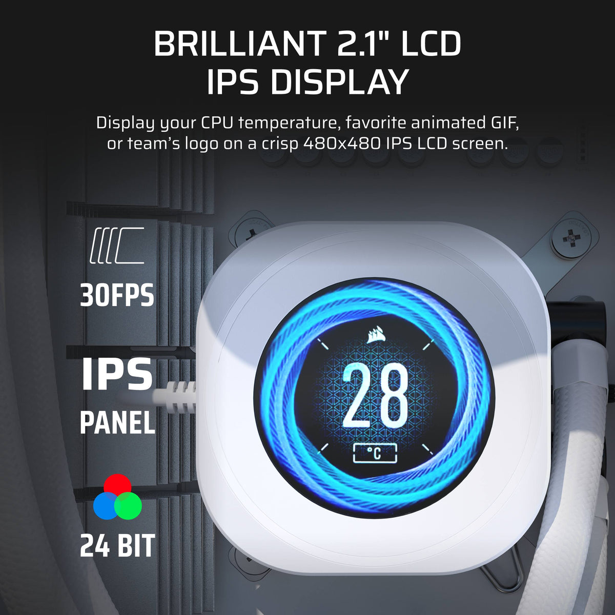CORSAIR - NAUTILUS 360 RS LCD Liquid CPU Cooler - White
