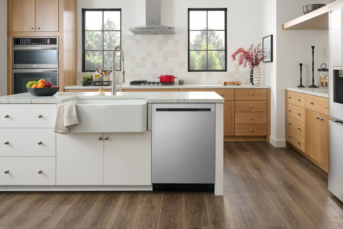 LG - FlushFit 24" Top Control Smart Built-In Stainless Steel Tub Dishwasher with 3rd Rack, AutoVent Dry and 46dBA - Stainless Steel
