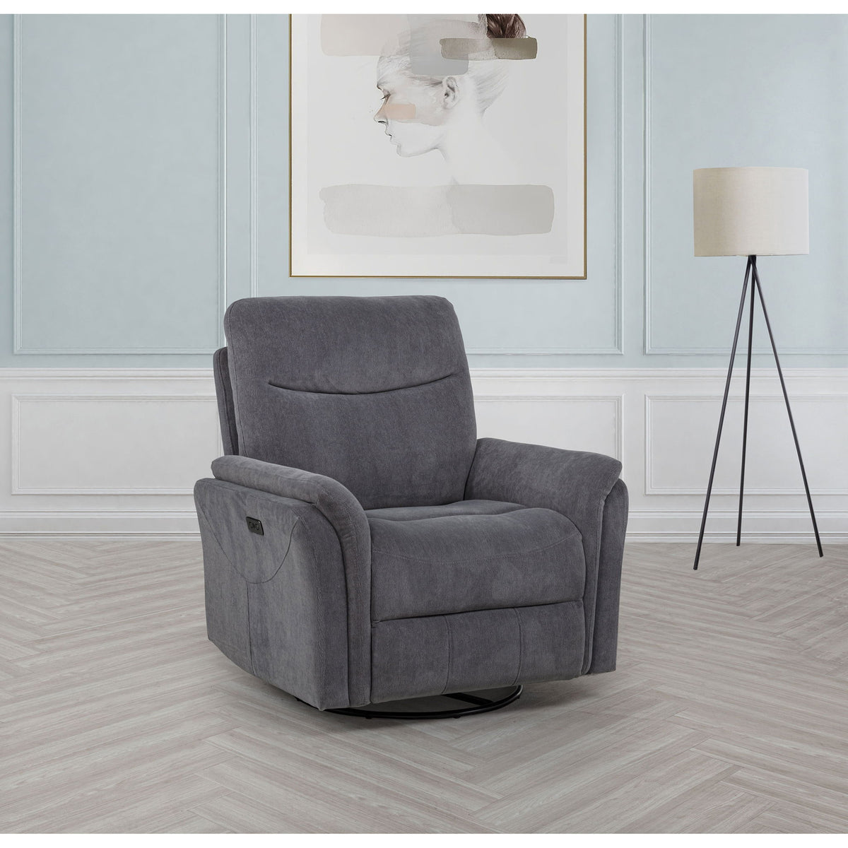 Beacon - Sillón reclinable giratorio con carga USB y reclinación ajustable