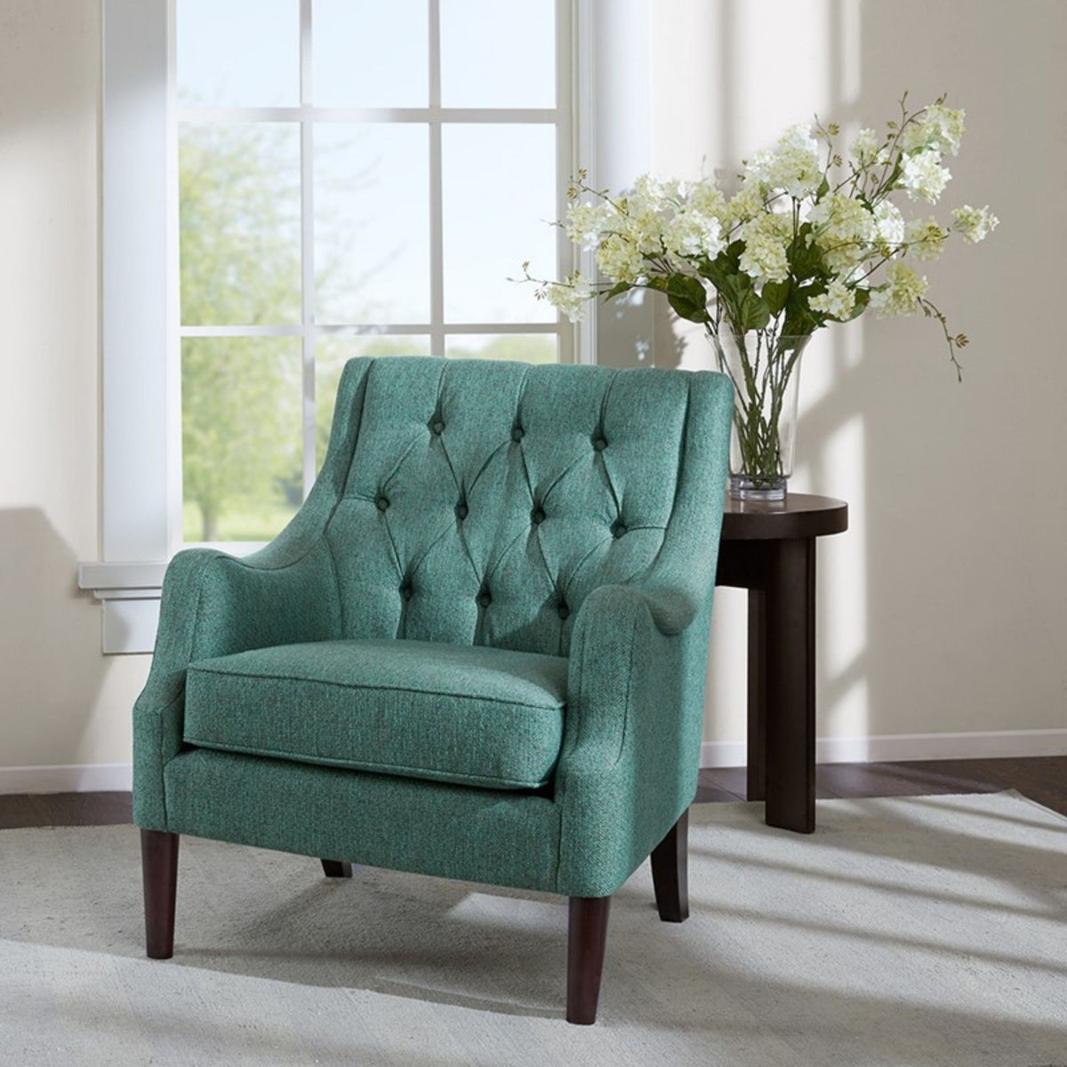 Button Tufted Accent Chair Vintage Style