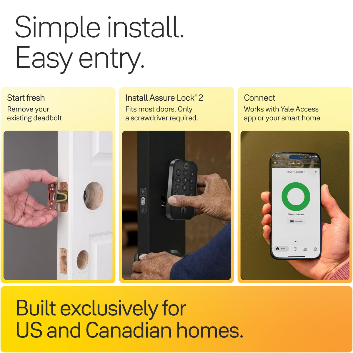 Yale - Assure Lock 2 - Smart Lock Wi-Fi Deadbolt with Push Button Keypad | Key Access - Black Suede