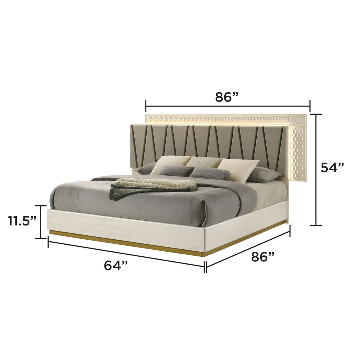 Stanley - Juego de dormitorio con cabecera LED