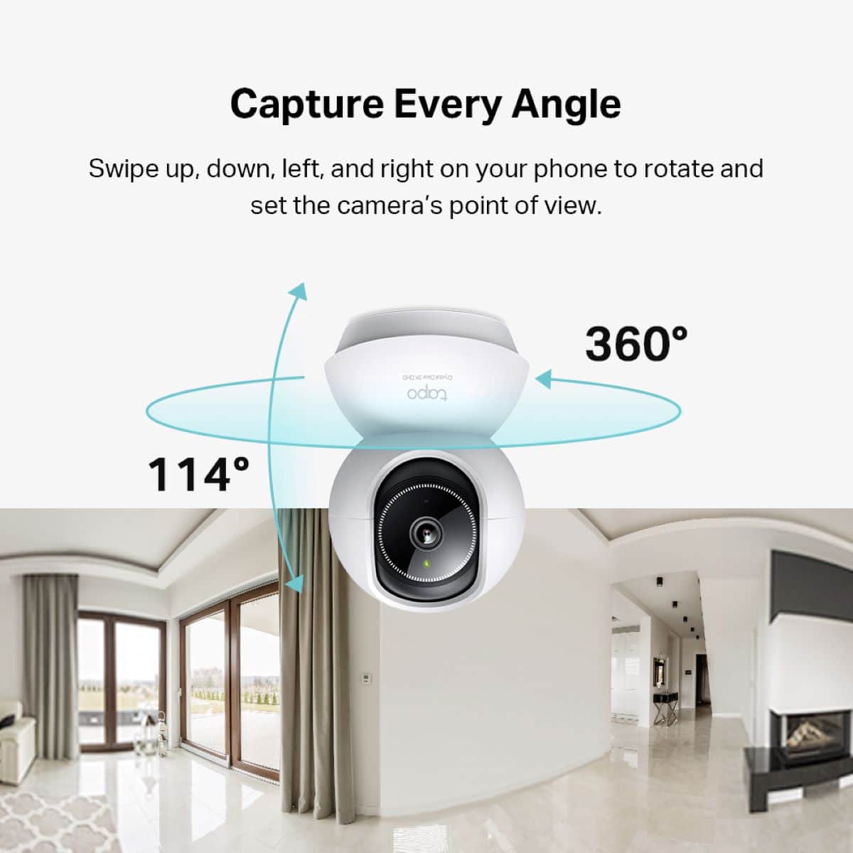 TP-Link - Tapo Pan-Tilt 360° Viewing Coverage, 2K Crystal-Clear Video, Home Security Camera - No Monthly Fees - White