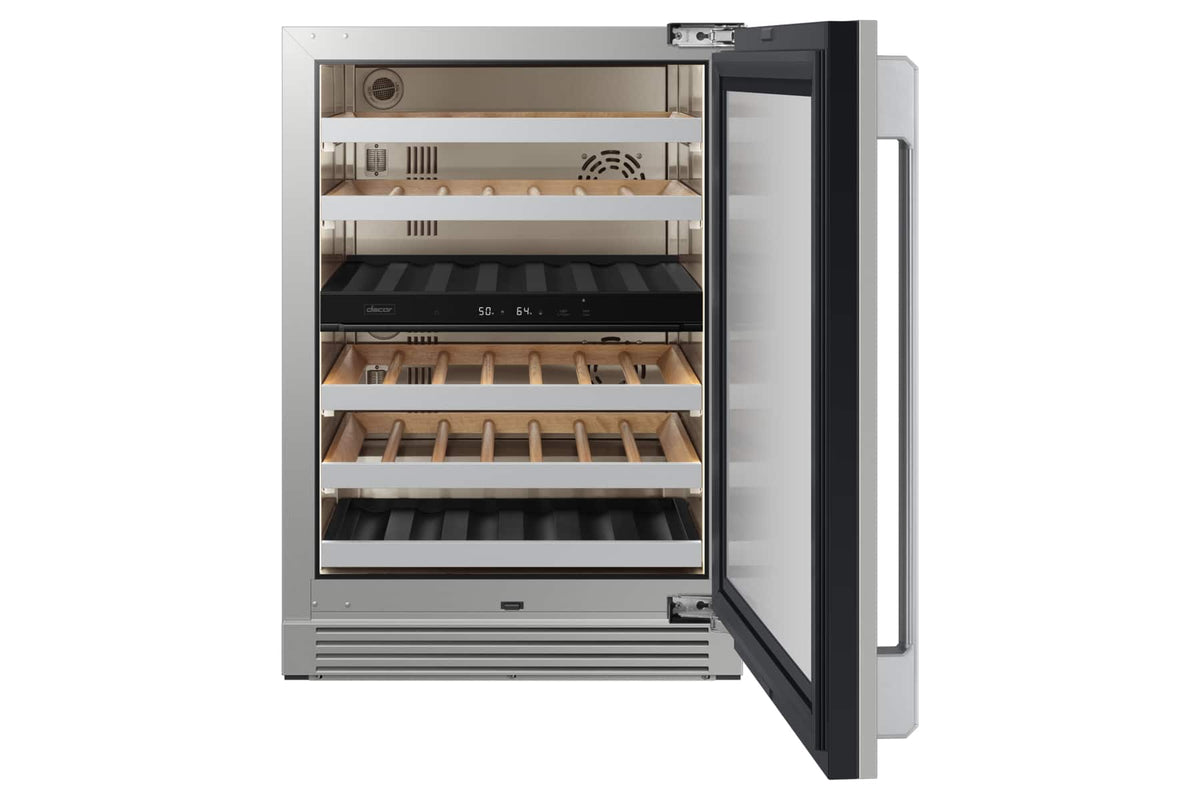 Dacor - 41-bottle 24-Inch Built-In Dual Zone Wine Cellar with Triple-Pane UV Glass and GlideRack System - Custom Panel Ready
