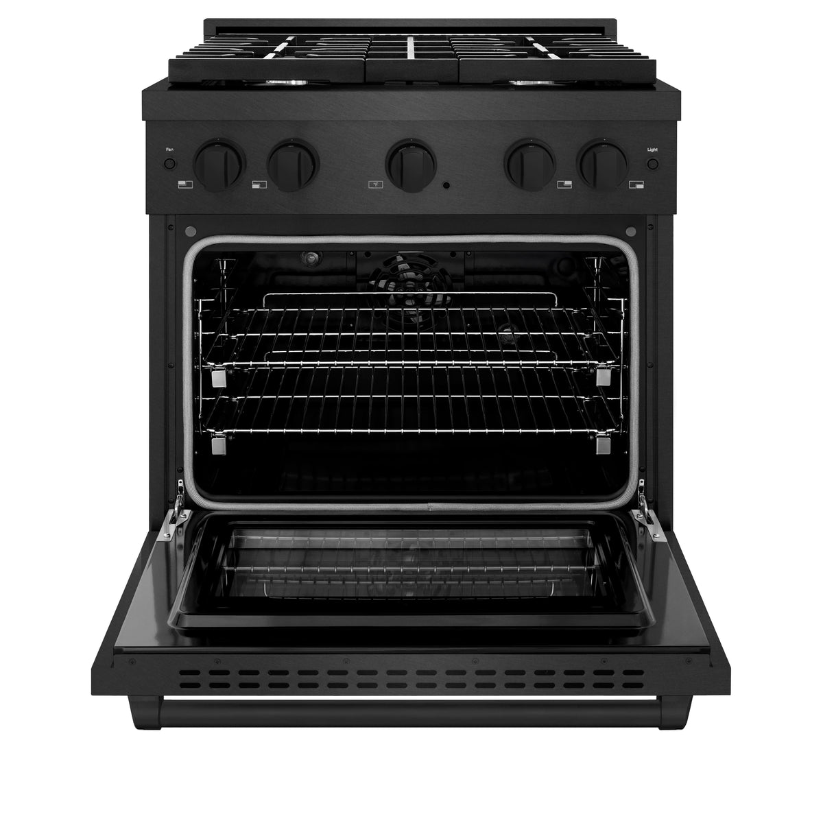 ZLINE - 30 in. Wide 4 Burner 4.2 cu. ft. Freestanding Paramount Dual Fuel Range with Gas Cooktop in Black Satin Stainless Steel - Black Satin Stainless Steel