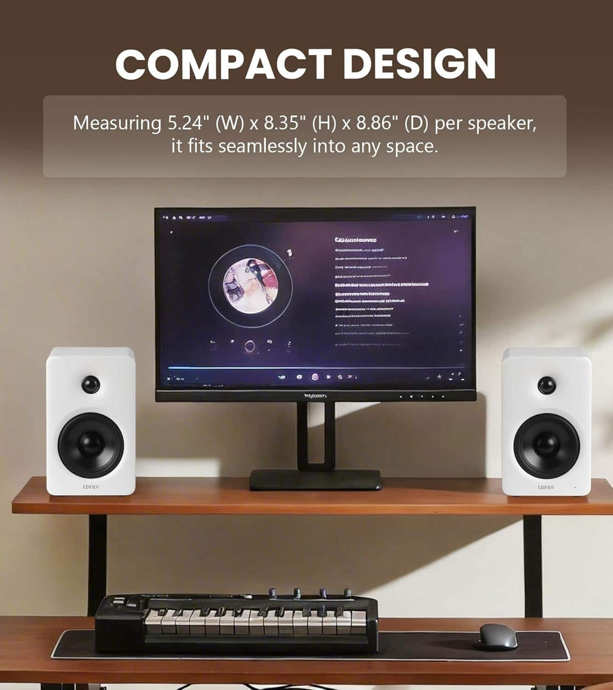 Edifier - M90 Powered Speakers, 100W RMS, Hi-Res Audio, LDAC, Bluetooth 6.0, HDMI eARC/Optical/USB-C/AUX Input, SUB Out (Pair) - Black