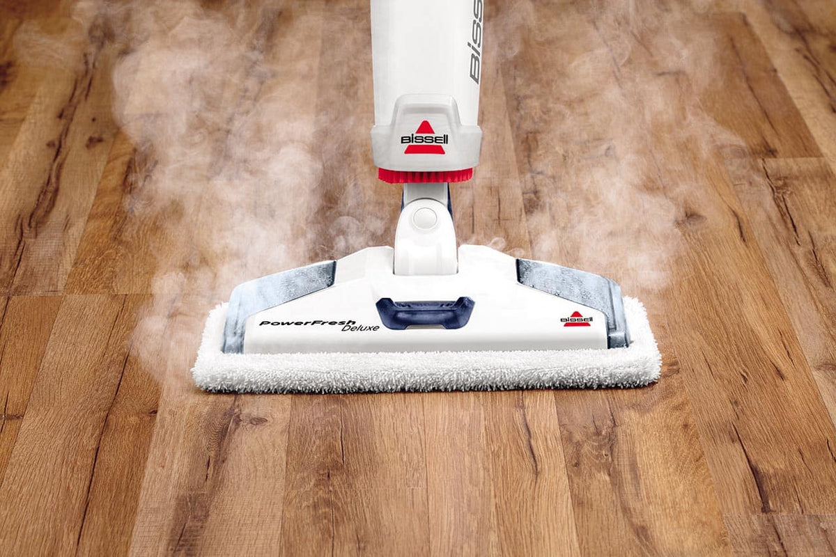 BISSELL - PowerFresh Deluxe Corded Steam Mop - Brite White/Saphire Waltz
