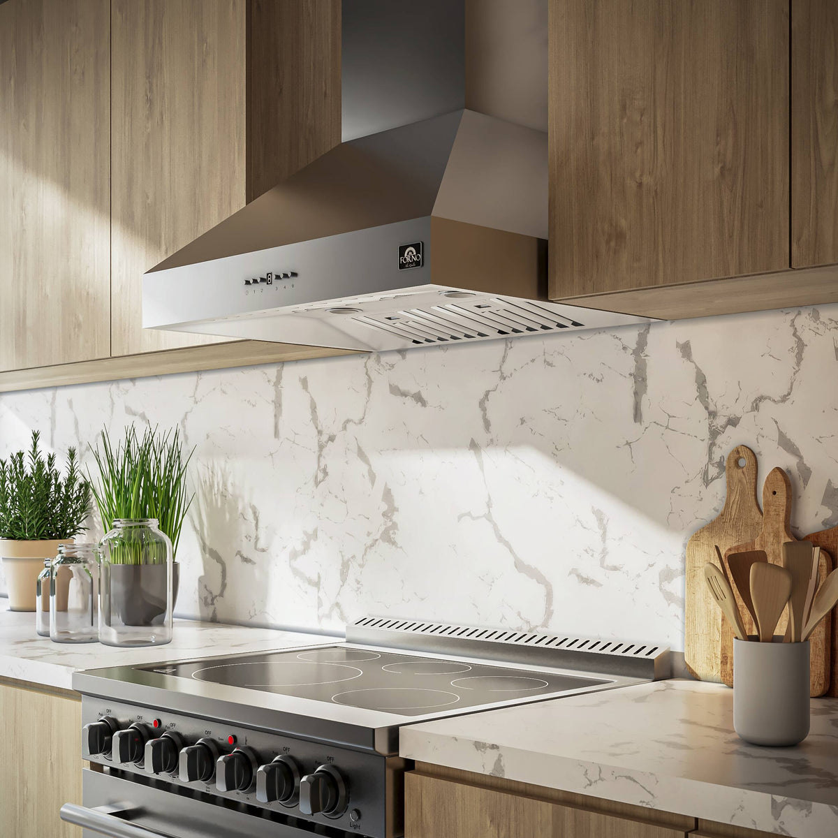 Forno Appliances - 30 inches - Externally Vented - Wall Range Hood - Silver
