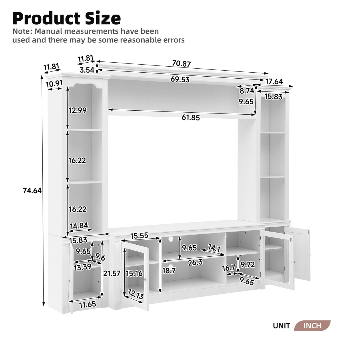 All-In-One TV Stand With Bookcase For TVs Up To 65"