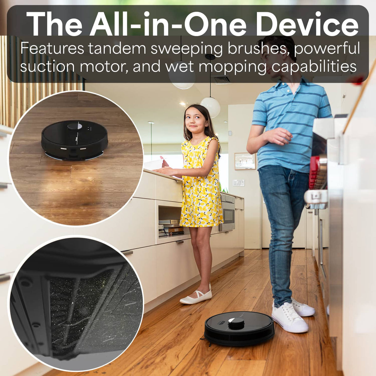 bObsweep - Dustin Self-Emptying Robot Vacuum & Mop with Odor Control Dock, 1 Gal Capacity, Privacy First U.S. Software - Night