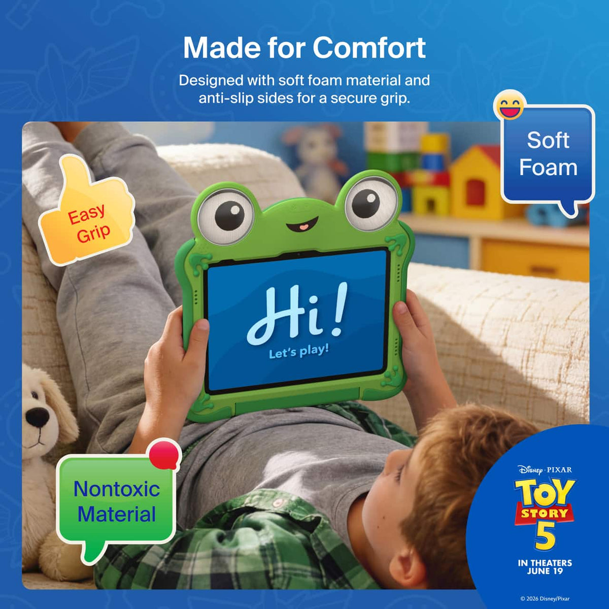 Belkin - Disney Toy Story 5 Lilypad Kids Case for iPad 10th Gen and 11th Gen – Durable Nontoxic Cover with Kickstand and Handle - Green