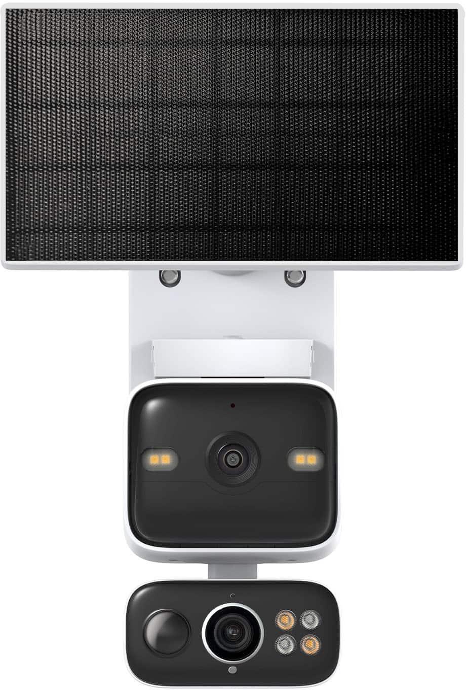TP-Link - Tapo Wireless Dual-Camera Security, Pan-Tilt, 360° Viewing, 2K Crystal-Clear Video, Solar Charged - No Monthly Fee - White