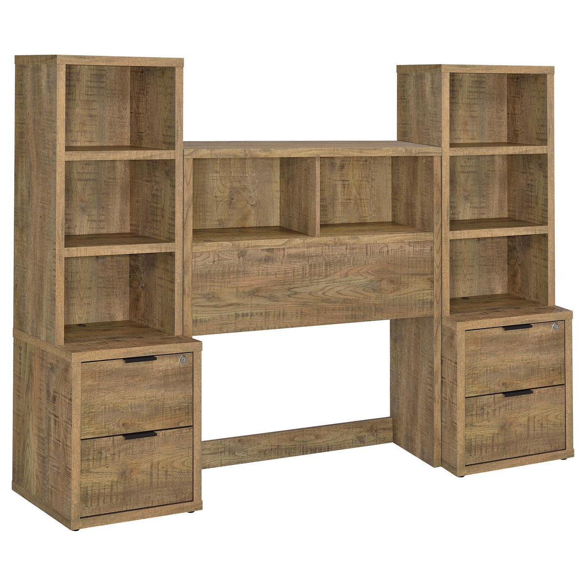 Geary - Set de dormitorio de 3 piezas con cabecero con estantería