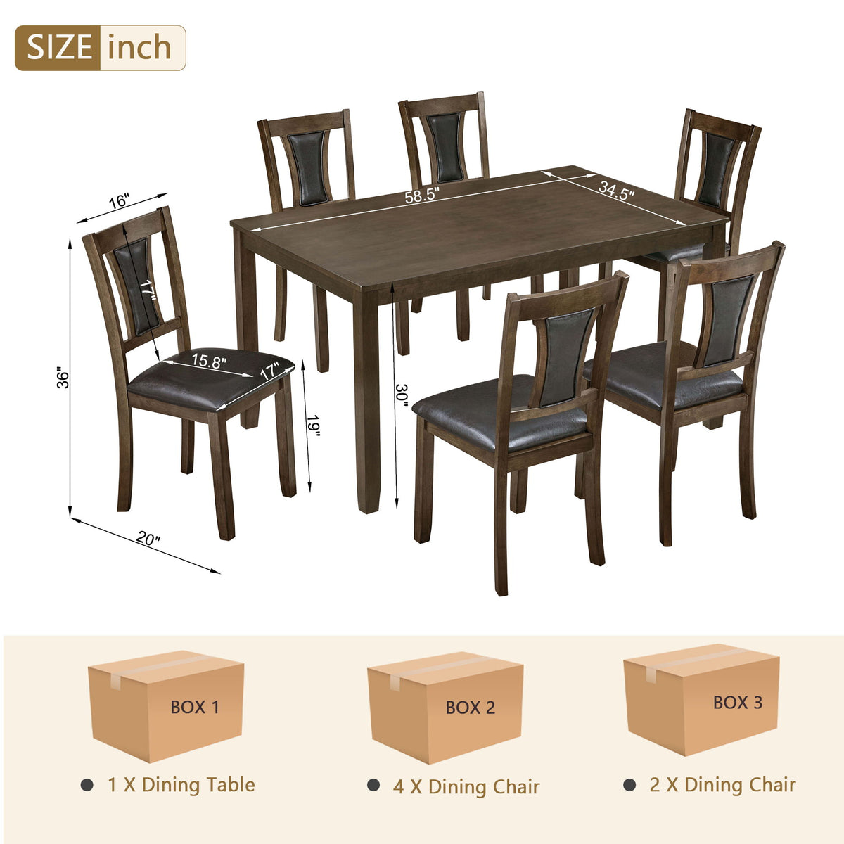 Juego de comedor moderno con sillas tapizadas