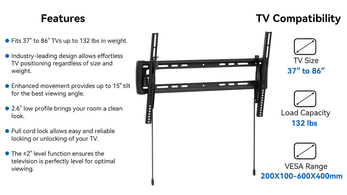 ErgoAV - 37″-86″ Tilt TV Mount - Black