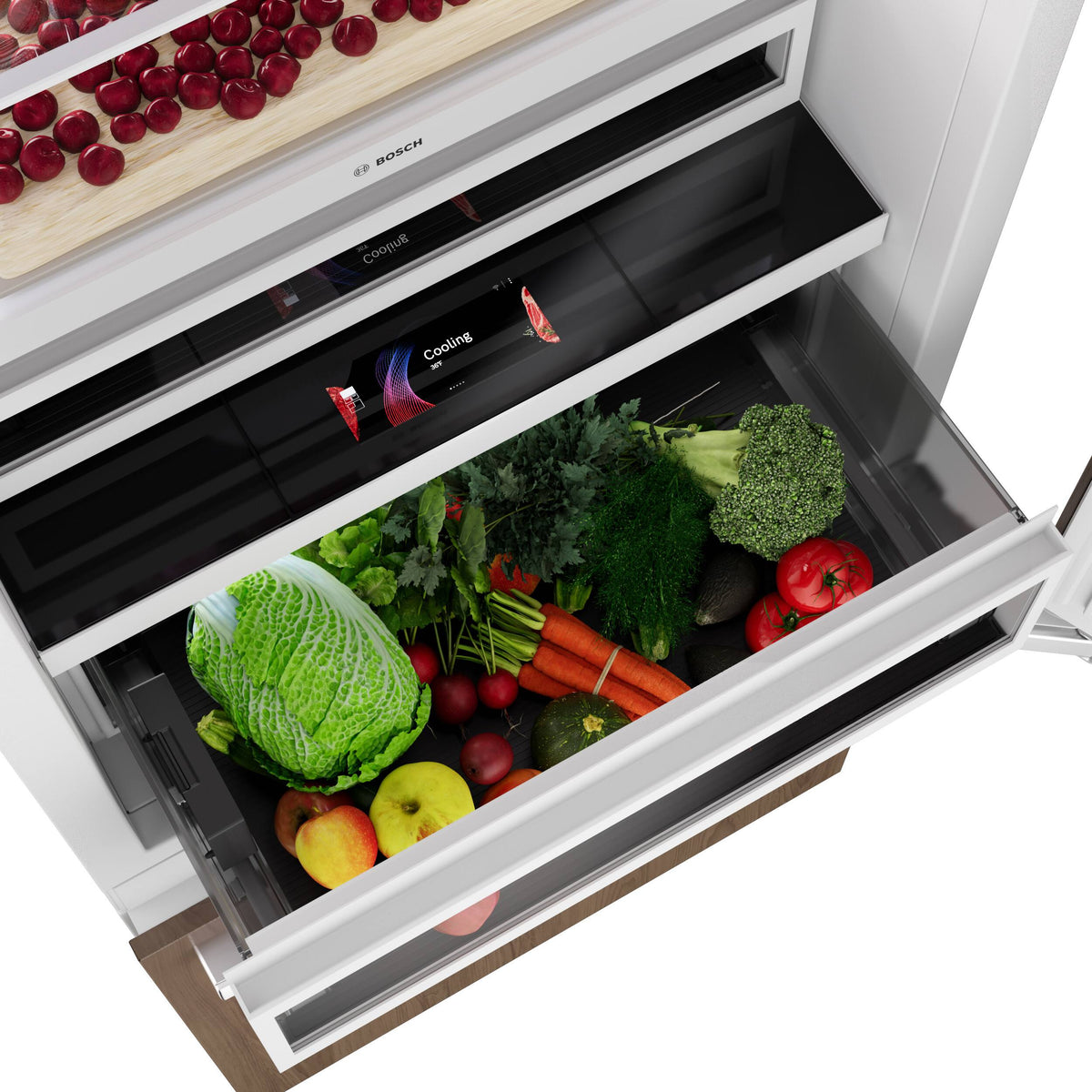 Bosch - Benchmark Series 30 in. Wide 16.5 Cu. Ft. Bottom Freezer Built-in Smart Refrigerator - Custom Panel Ready