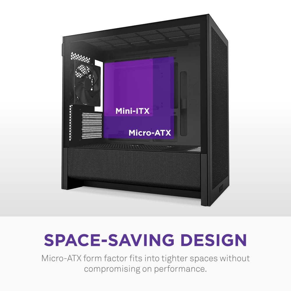 NZXT - H3 Flow Micro-ATX High-Airflow PC Case - Black
