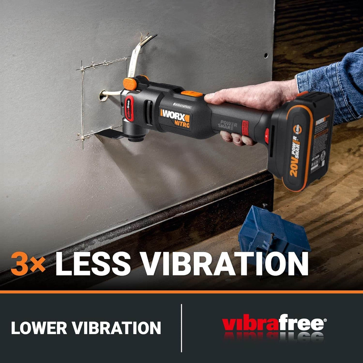 WORX - Nitro WX698L 20V Cordless Oscillating Tool with VibraFree Technology (Battery & Charger Included) - Black