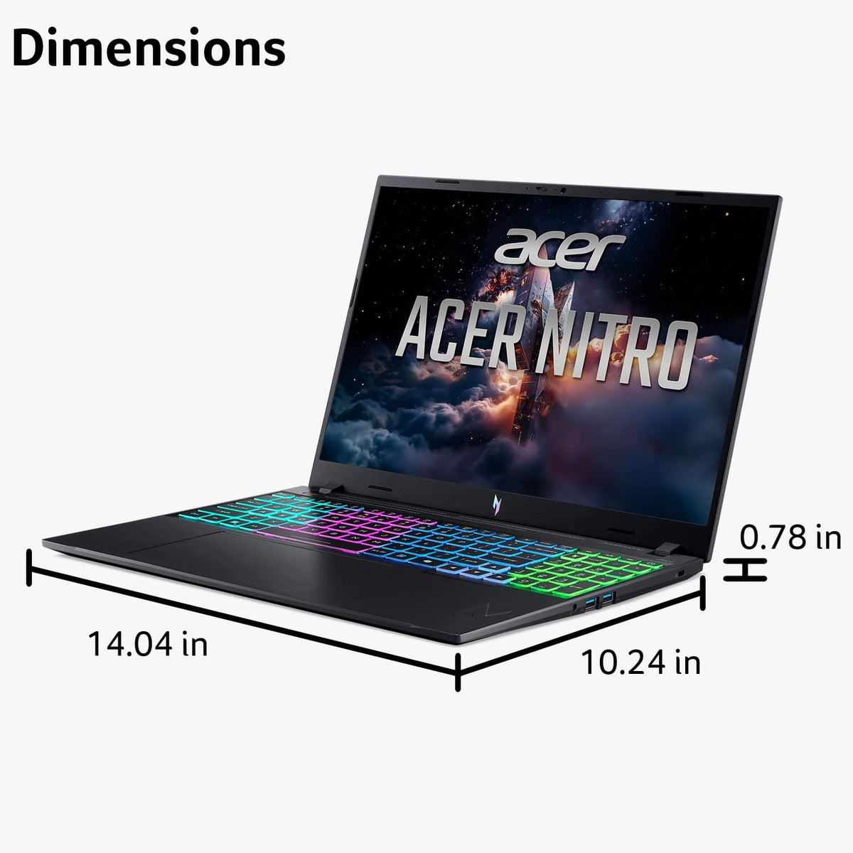 Acer - Nitro V – 16" WUXGA 165Hz Gaming Laptop - Intel Core 7 240H 2024 - NVIDIA GeForce RTX 5050 – 16GB Memory – 512GB Storage - Obsidian Black