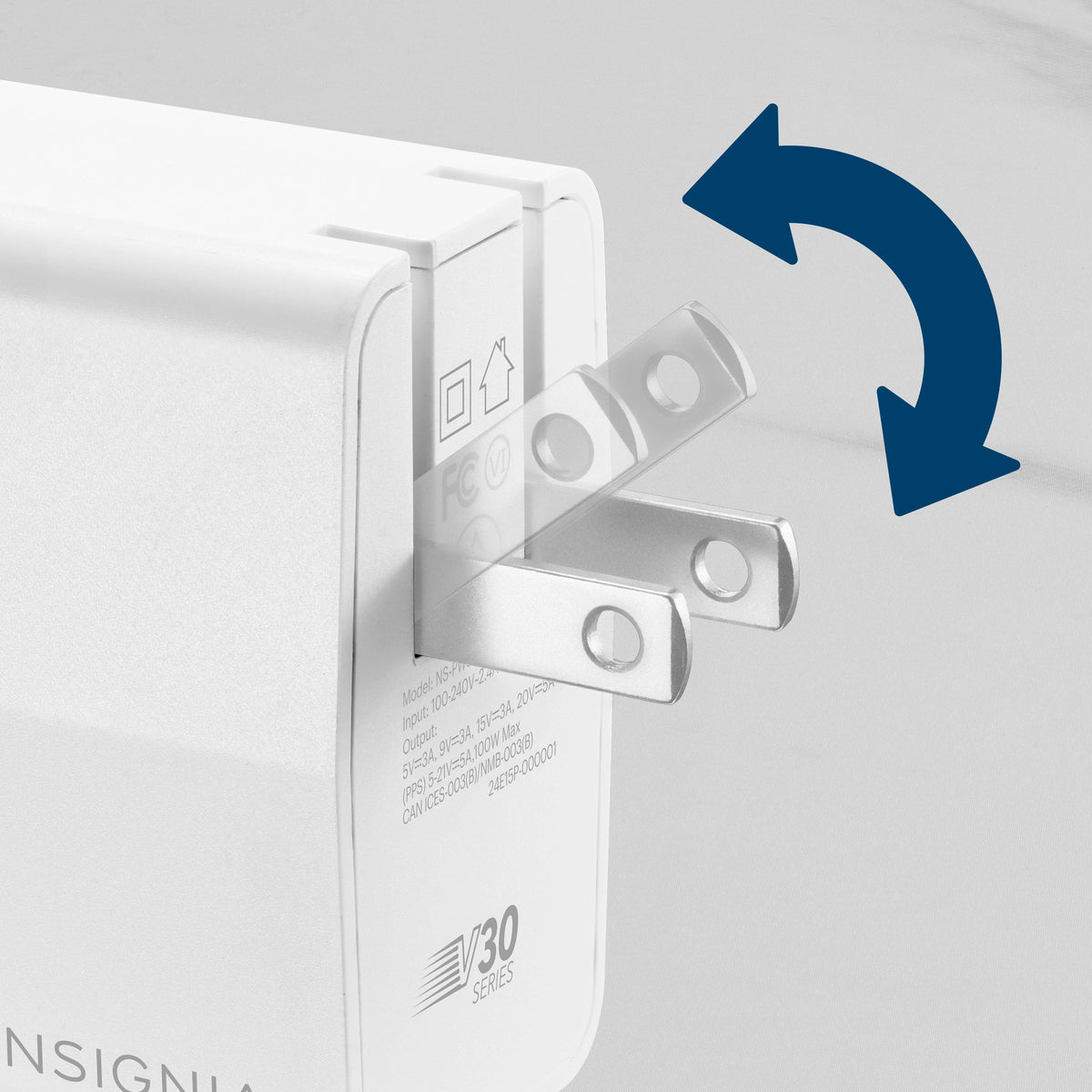 Insignia™ - 100W USB-C GaN Wall Charger for MacBook Pro, MacBook Air, iPads, Galaxy tablets, and other USB-C laptops and Devices - White
