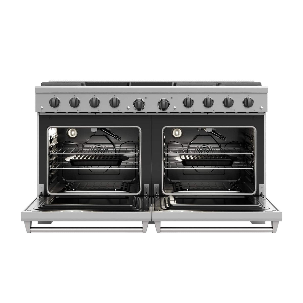 Thor Kitchen - 60 in. Wide 8 Burner 9.6 Cu Ft. Freestanding Double Oven Convection Gas Range - Stainless Steel