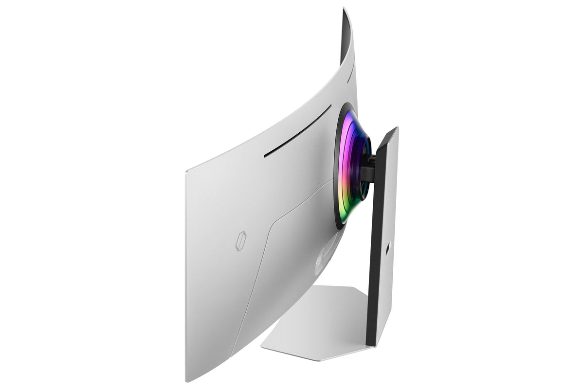 Samsung - 49" Odyssey OLED G9 Curved Dual-QHD 240Hz FreeSync Prem Pro and G-Sync Compatible Smart Glare Free Gaming Monitor - Silver