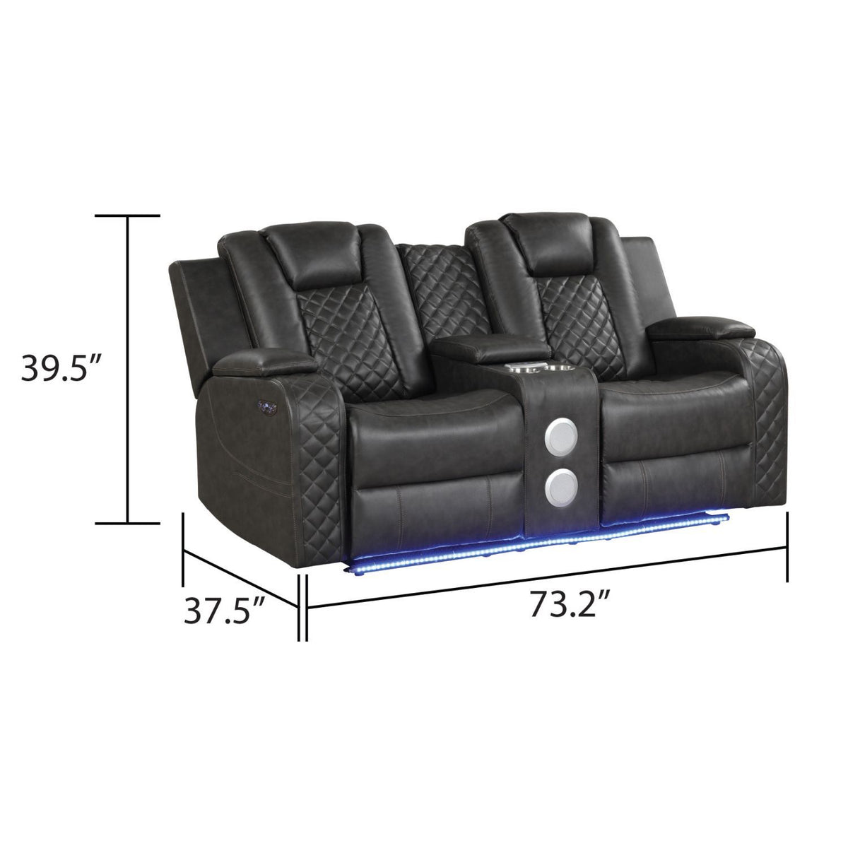 Benz - Sofá reclinable eléctrico con cabeceros ajustables y luces LED ambientales