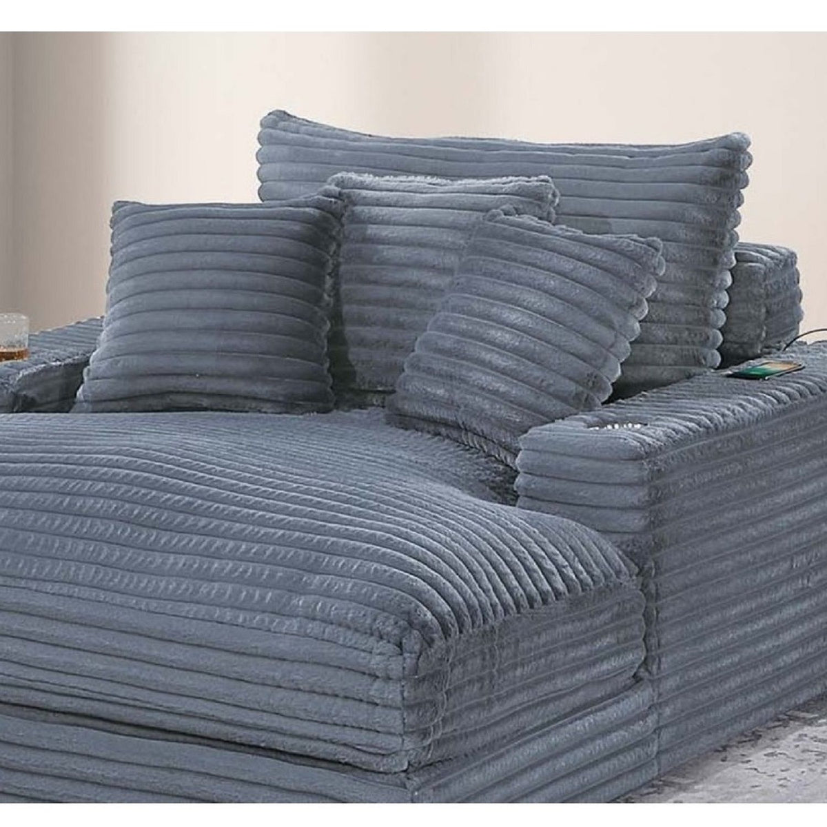 Chaise longue con 2 portavasos y puertos USB
