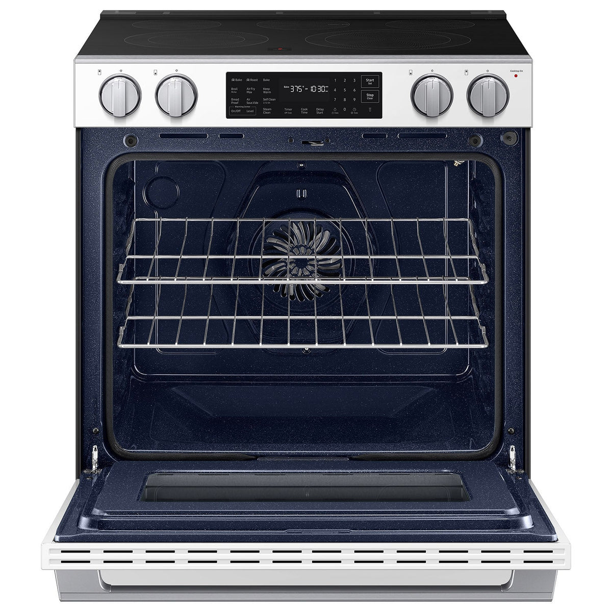 Samsung - 30 in. Wide 4 Burner 6.3 cu. ft. Bespoke Smart Slide-In Electric Range with No Preheat Air Fry Max and True Convection - Fingerprint Resistant White