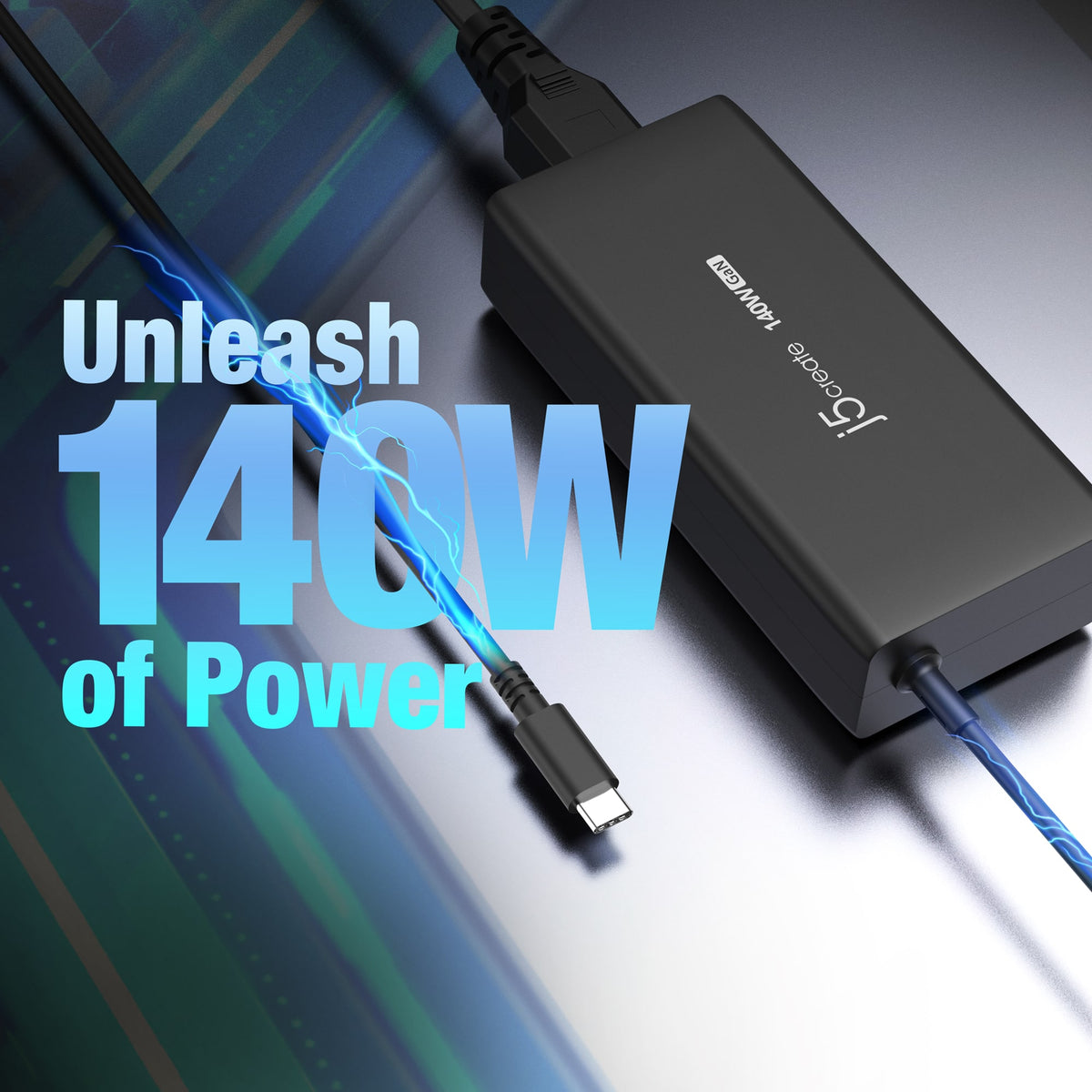 j5create - 140W GaN PD 3.1 USB-C Charger - Black