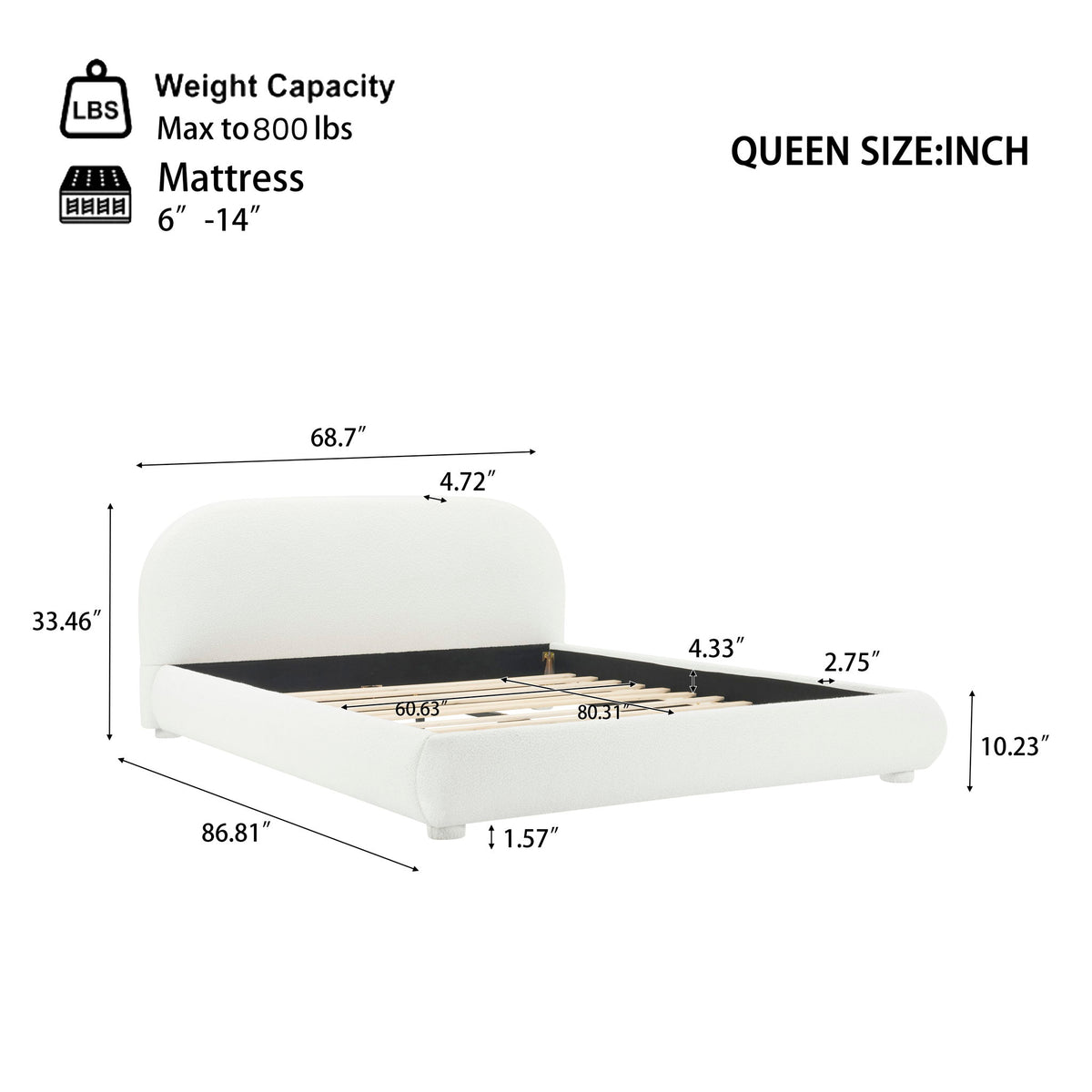 Cama doble tapizada de dormitorio moderna sencilla