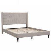 Cama plataforma tamaño King del este, cabecero tapizado - Marrón claro