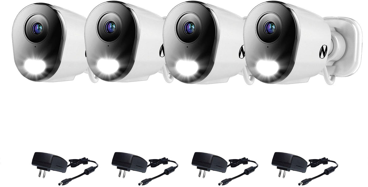 Night Owl - 8-Channel, 4-Camera Indoor/Outdoor Plug-In Wi-Fi IP 4K 64GB Security System - White