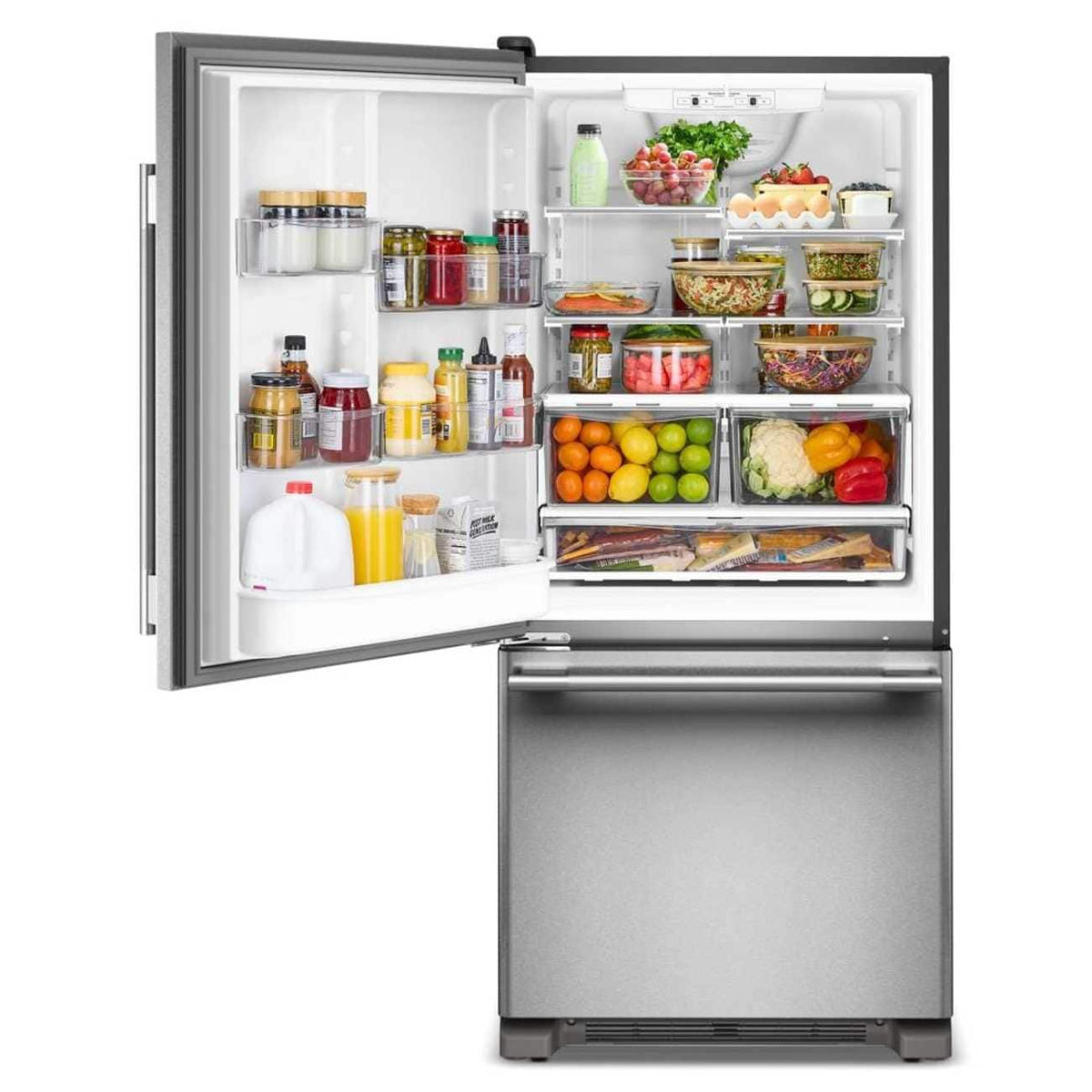 KitchenAid - 19 Cu. Ft. 30-Inch Standard-Depth Bottom Mount Refrigerator with Left Door Swing - Stainless Steel