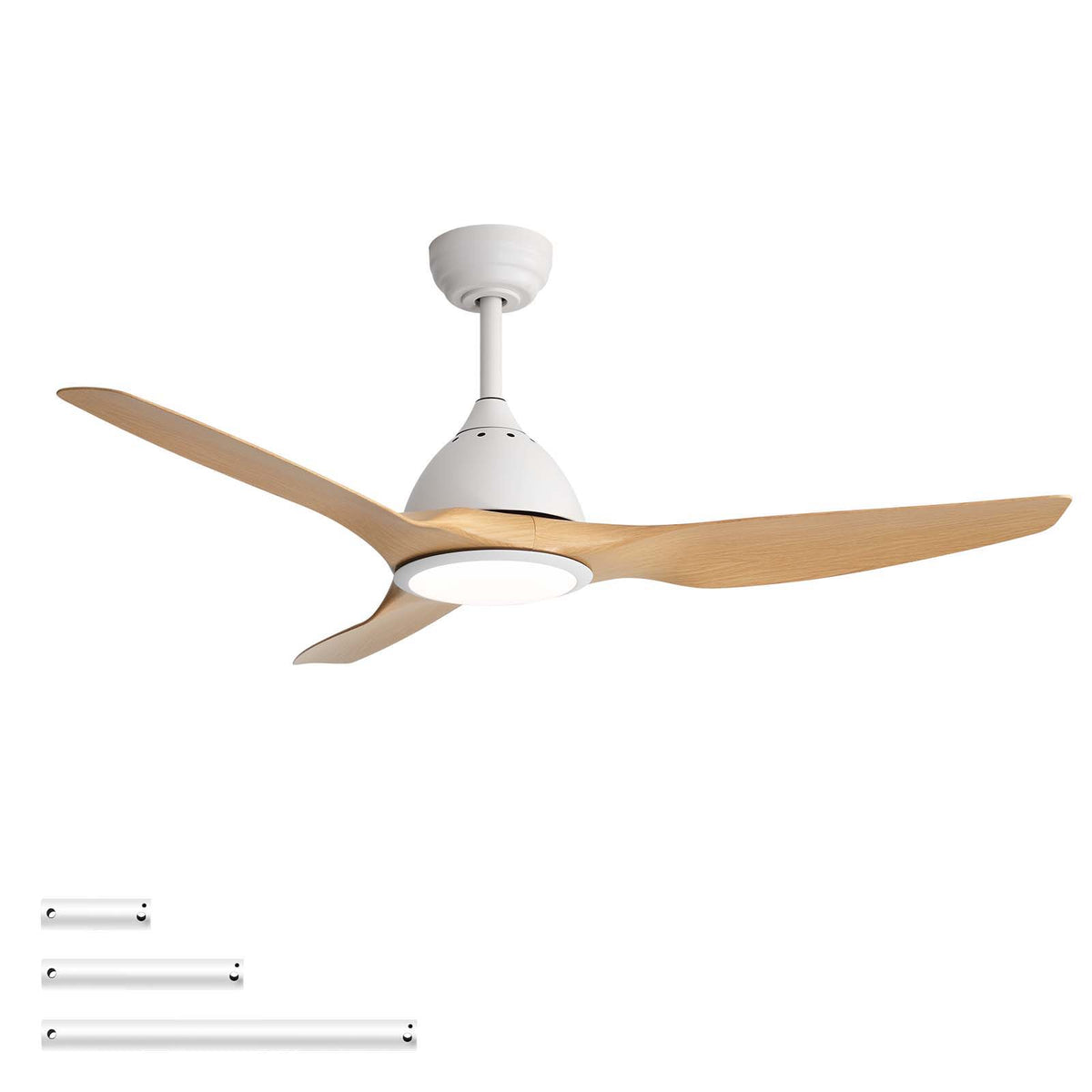 52" Smart Ceiling Fan, Dimmable 3 Color LED Light, Remote Control, Quiet Reversible DC Motor